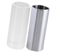 2pcs Medium Bottleneck Guitar Glass and Stainless Steel 70mm Slide | Guitar and Resonator Guitar, Live Performance or Studio Recording, Silver Finish, Easy Use
