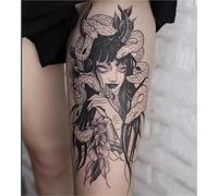2pcs Medusa Queen Snake Temporary Tattoo Stickers For Men And Women, Semi Permanent, Non Reflective, Waterproof, Lasting For 2 Weeks, Fake Tattoos