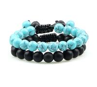 2pcs Men Beads Bracelet Tiger Eye Stone Charm Braided Onyx Lava Rock Beaded Bracelet for Women Yoga Bangles Gift Friends