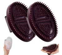 2Pcs Meridian Brush Set | Professional Body Care Massage Brushes with Flexible Bristles | Full Body Relaxation Tools for Essential Oil Massage & Acupuncture Point Therapy (Brown)