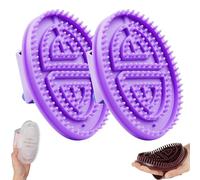 2Pcs Meridian Brush Set | Professional Body Care Massage Brushes with Flexible Bristles | Full Body Relaxation Tools for Essential Oil Massage & Acupuncture Point Therapy (Purple)