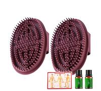 2PCS Meridian Brush with 2×10ml Mugwort Oil & Acupoint Chart - Silicone Body Massage Tool for Belly and Back, Lymphatic Drainage, Circulation Boost, Pressure Relief - Ideal for Men and Women