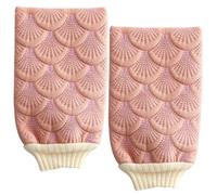 2pcs Mermaid Double Sided Thick Shower Gloves Fabric Bath Mittens Pink | Deep Cleansing, Helps Revive Dull Skin, Multi Purpose Use, Shower and Bathing, Pink Bathroom Accessories