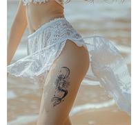 2pcs Mermaid Girl Tattoo Moon Herb Temporary Tattoo Patch, Waterproof, Lasting For Two Weeks, Semi Permanent, Fake Tattoos