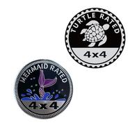 2Pcs Mermaid Rated Metal Car Badge Stickers for Wrangle,Round Auto Car Emblem Sticker 3D,4 x 4 Decals,Decorative Sticker for Motorcycle Vehicles Trucks Bumper Stickers, Decals and Magnets