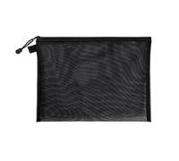 2pcs Mesh Cosmetic Storage Bag Nylon Zipper Test Paper Organizer(2pcs-Black,19cmx11cm)