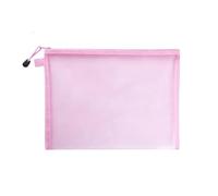2pcs Mesh Cosmetic Storage Bag Nylon Zipper Test Paper Organizer(2pcs-Pink,33.5cmx24cm)