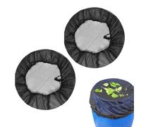 2pcs Mesh Cover For Rain Barrels, 60cm Adjustable Rain Barrel Net Cover With Drawstring, Adjustable Rainly BarrelCovers, Water Butt Net Lid Black CoversMesh For Outdoor Garden WaterCatchment Bucket