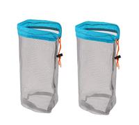 2pcs Mesh Drawstring Storage Bag Nylon Sliding Reusable Stuff Sack Mesh bag for Toys Food Travelling Hiking Camping (S, Blue)