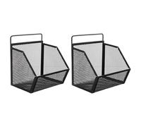 2pcs Mesh File Rack: Wall Mounted Desk Document Storage Basket - Letter & A4 Paper Organizer - Compact Office Pocket for Small Spaces & Dorm Rooms