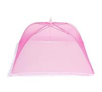 2PCS Mesh Food Covers, 16.9 Inch Foldable Food Umbrella Meal Preservation Tent for BBQ Outdoors Screen Tents Parties Picnics (16-inch lace edge rose red 43*43cm)