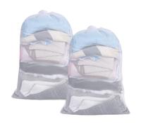 2Pcs Mesh Laundry Bags, Large Laundry Bag for Washing Machine, Washing Bags for Delicate Clothing, with Drawstring Double Handle 90X60CM (White)