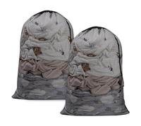 2Pcs Mesh Laundry Bags, Large Laundry Bag for Washing Machine, Washing Bags for Delicate Clothing, with Drawstring Double Handle 90X60CM (Black)