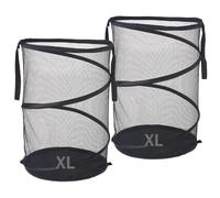 2Pcs Mesh Popup Laundry Hamper 115L Extra Large Collapsible Laundry Basket Foldable Clothing Storage Basket with Handles No Lid 26 H x 18 W x 18 L (Black)