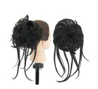 2PCS Messy Hair Bun Piece Updo Long Scrunchies Wrap Ponytail Extension Wavy Hairpieces Chignon Headband Elegant or Chic Look(Black)