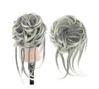 2PCS Messy Hair Bun Piece Updo Long Scrunchies Wrap Ponytail Extension Wavy Hairpieces Chignon Headband Elegant or Chic Look(Ombre Gray)