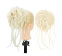 2PCS Messy Hair Bun Piece Updo Long Scrunchies Wrap Ponytail Extension Wavy Hairpieces Chignon Headband Elegant or Chic Look(Light Blonde)