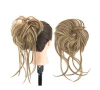 2PCS Messy Hair Bun Piece Updo Long Scrunchies Wrap Ponytail Extension Wavy Hairpieces Chignon Headband Elegant or Chic Look(Brown Light Copper)