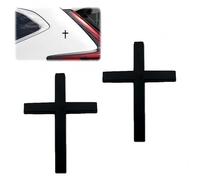 2Pcs Met/al Cross Emblem Sticker,3D Cross Met/al Car Emblem Diy Cross Sticker,Cross Badge Stickers,Car Cross Sticker,Badge Decorative Decals,Self Adhesive Auto Decal,Vehicle Stickers (Black)