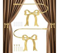 2Pcs Metal Bow Curtain Holdback,Window Curtain Holder Retro U-Shaped Wall Mounted Tieback Decorative Drapery Holder with Screws for Home Bedroom Living Room Bathroom(Style 1)