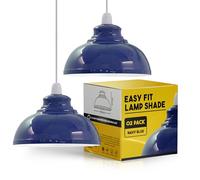 2Pcs Metal Ceiling Lamp Shade 29cm Home Decor Easy Fit Light Pendant Modern Ceiling Lighting Shade for Bedroom, Hallway, Office Industrial Kitchen Hanging Replacement Light Shade Pendant (Navy Blue)