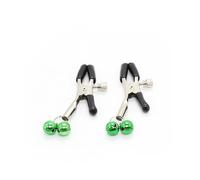 2Pcs Metal Chains Nipple Clamps with Bell Sex Toys Nipples Clips for Couples Flirt Slaves Game BDSM Bondage Exotic Toys Green One Size