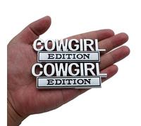 2pcs Metal Cowgirl Edition Side Rear Front Hood Trunk Emblem 3D Badge Decal Sticker Replacement for Universal Car Truck SUV (Silver Black)