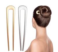 2Pcs Metal French Hair Pins for Women - U Shaped Hair Pin for Buns, Twist, Prestige Hair Fork Clips, Flat Claw Ideal for All Types
