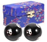 2pcs Metal Hand Exercise Rolling Balls for Palm Massage and Dexterity | Black Polished round Design, Textured Surface, Quiet Fidgeting for Office Workers and Older Adults Random Color