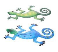 2pcs Metal Hanging Gecko Decor with Painting Colors for Wall Art