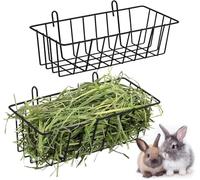 2PCS Metal Hay Feeder for Rabbit, Hanging Hay Rack Holder, Cage Food Storage Rack for Guinea Pigs Chinchillas Ferret Small Animals, Black 23 * 10 * 7.5CM
