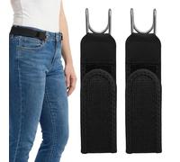 2Pcs Metal Hook Elastic Belt, Adjustable Buckleless Belt for Men Women, Invisible Stretch Elastic Belt, Mens Belts for Jeans, Work, Casual, Business, Travel, Commuting, Black