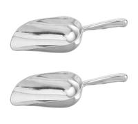 2pcs Metal Ice Scoop 18.8x5.8x4cm with Handle for Kitchen Use | Aluminium Alloy Build, Thickened Rounded Mouth, Smooth Polished Surface, Hook Storage, for Rice and Beverage Preparation