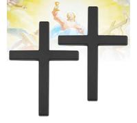 2PCS Metal Jesus Christian Cross Emblem Sticker, 3D Car Cross Sticker,Christian Stickers,Fade-Proof & Weatherproof, Auto Emblem Decal for Car Laptops Refrigerator Luggage Motorcycle (Black 2pcs)