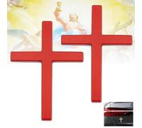 2PCS Metal Jesus Christian Cross Emblem Sticker, 3D Car Cross Sticker,Christian Stickers,Fade-Proof & Weatherproof, Auto Emblem Decal for Car Laptops Refrigerator Luggage Motorcycle (Red 2pcs)