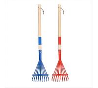 2Pcs Metal Kids Rakes with Hardwood Handle 27 Inch Small Rake for Gardening Mini Rake for Kids Garde