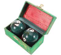 2pcs Metal Massage Balls for Hand Strength Training and Self Massage | Textured round Design, Green Finish, for Hands and Fingers, Office Workers, Elder People Random Style