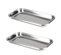 2PCS Metal Medical Tray - 8.89 x 4.64 x 0.78" Little Stainless Steel Surgical Tray for Lab, Dental, Clinical Use