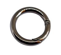 2Pcs Metal O Ring Spring Clips - Durable Round Carabiner for Keychains, Bags, and DIY Projects(Black,38mm)