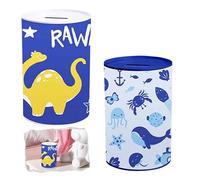 2Pcs Metal Piggy Bank Tins with Whale and Dinosaur Design, Kids Coin Bank Tinplate Money Banks 15cm, Money Saving Box Coin Jar Container for Kids Childrens Gifts Home Decoration