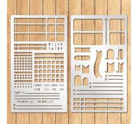 2PCS Metal Planner Stencils Rustproof Durable Reusable Journal Stencil Record Template Stainless Steel Drafting Layout Tools for Calendar Making, Drawing Lines, DIY Planning Journaling