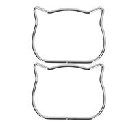 2Pcs Metal Purse Handle 10.5 x 7.6cm Cute Cat Shape, DIY Handbag Replacement Handle Frame Accessories for Shop (Silver)