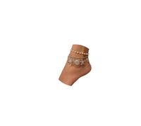 2Pcs Metal Shell Starfish Tassel Anklet Bracelet Bikini Seashell Conch Foot Chain Simple Summer Beach Adjustable Pearl Anklet for Women, M, alloy, no gemstone