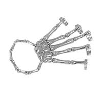 2pcs Metal Skeleton Hand Bracelet Exaggerated Punk Alloy Jewelry for Halloween Costumes Party Dress and Casual Wear Gothic Skull Hand Accessory for Men and Women