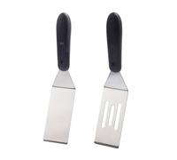 2pcs Metal Spatula for Kitchen, 2 Types Small Pie Serving Shovel Tool with Heat Resistant Handle Mini Stainless Steel Flipping Spatula Turning Scraper Spatula for Cooking Cookie Desserts Eggs BBQ