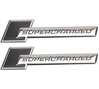 2pcs Metal Supercharged Letters Premium Auto Badge Rear Trunk Sticker Side Fender Deca (Chrome-Black)