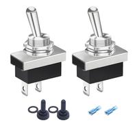 2PCS Metal Toggle Switch 12V 25A SPST ON/OFF,SPDT Mini Micro Toggle Switch,2 Pin Waterproof Switches for Boat Vehicles Dash Dashboard with 2 Terminal Blocks