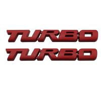2Pcs Metal Turbo Front Hood Side Body 3D Emblem Badge Replacement for Universal Cars (Red)