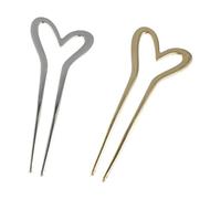 2Pcs Metal U Shaped Hair Pins, Alloy Sweet Love Heart Hair Sticks Fashion U-shaped Hairpins Simple Hair Forks Hair Style Tool Accessories for Women and Girls