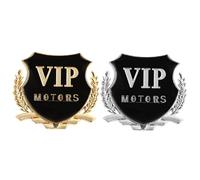 2pcs Metal VIP Car Side Badge Emblem Decorative Sticker | Car Logo Metal Sticker, Vip Metal Badge Decal for Car Window and Door, Golden Silver Finish